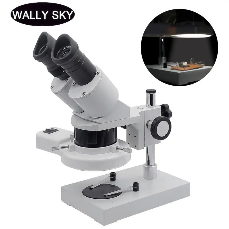 10X 20X 30X 40X Stereo Microscope with Ring Light Illumination for PCB Inspection Tools Industrial Microscopes Soldering Repair