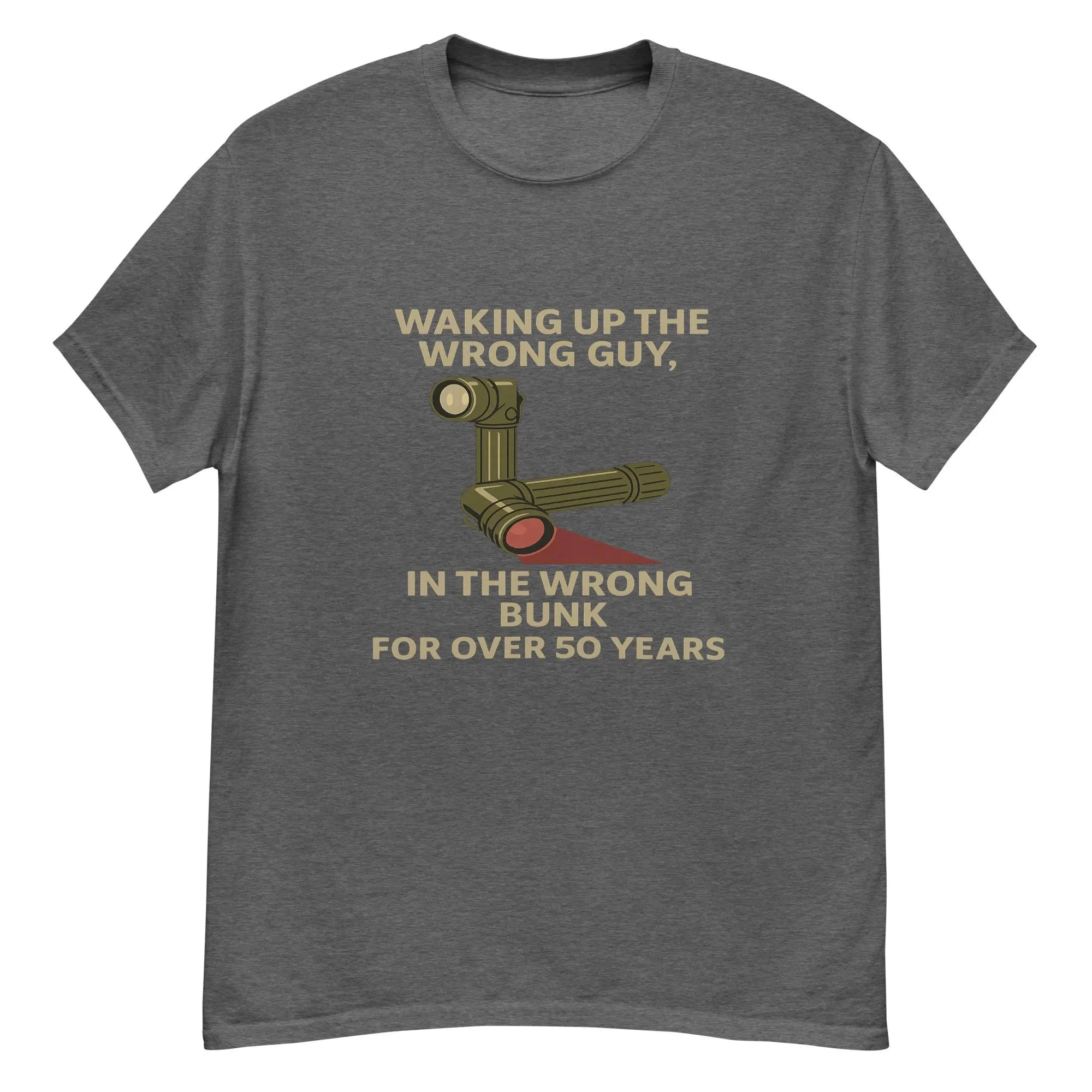Waking Up the Wrong Guy Since 1960 Funny Veteran Military Meme T-Shirt High-quality Crew-neck Short-sleeved Men's T-shirt