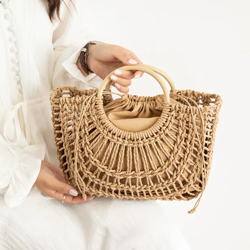 

Fashion women's straw bags ladies beach bag female summer travel totes bags handmade rattan bag purses woman woven handbags