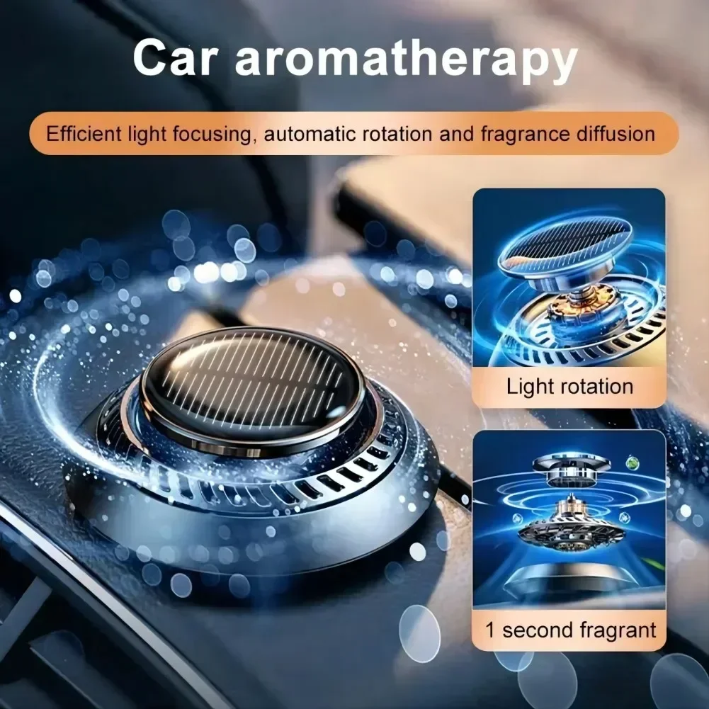 

Aroma Diffuser For Car Rotating Design Spreads Fragrance Natural Energy Refreshes Air Black Color Aluminum Alloy Material