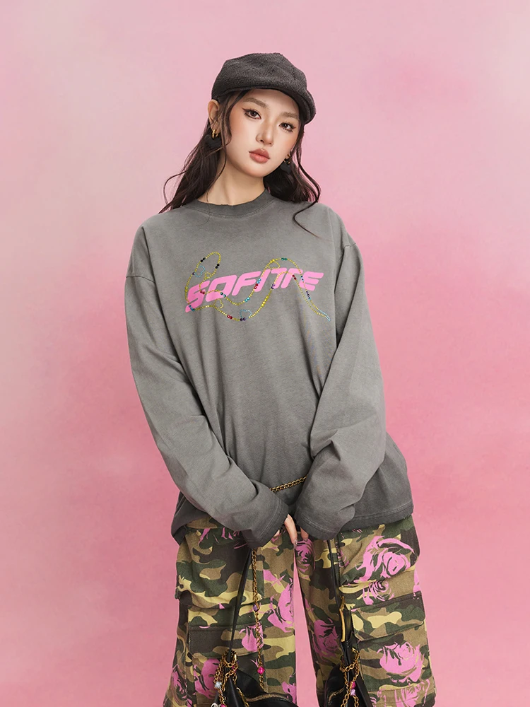 

Футболка SOFITTE Snake Year Limited Edition, повседневная, с длинным рукавом, мужская, винтажная, с принтом логотипа, свободного кроя, из хлопка.