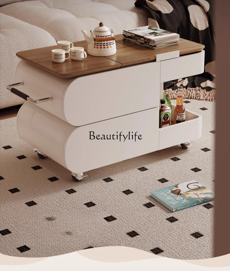 

Medieval style movable lifting coffee table 2025 trolley living room sofa side table