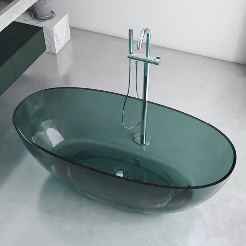 Modern Eco-Friendly Portable Freestanding Resin Bathtub with Whirlpool Massage & Drainer for Bathroom Soaking