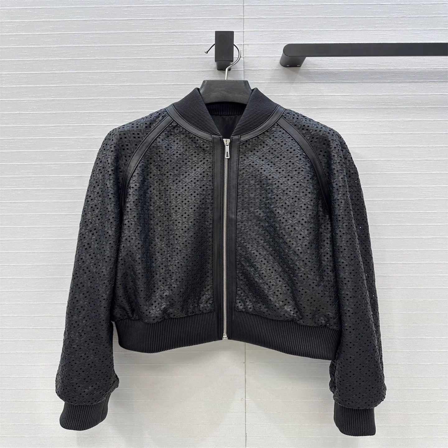 

High Quality Spring Autumn Jacket Fashion Women's Black Hollow Out Leather Jacket Casual Ladies Beige Sheepskin Coat
