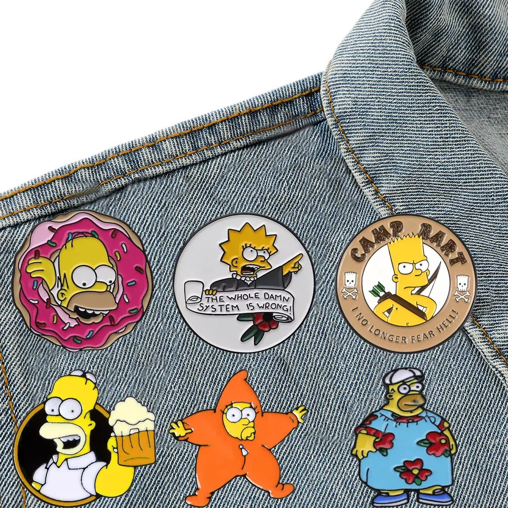 

Anime The Simpsons Brooch Classic Funny Creativity Lapel Pin Decoration Backpack Accessories Badge Cute Enamel Pin Jewelry Gifts