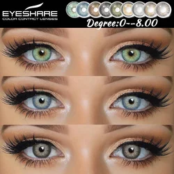 EYESHARE 1pair/2pcs Myopia Lenses Color Contact Lenses for Eyes Brown Lenses Blue Eye Lenses Green Contacts Prescription Lenses