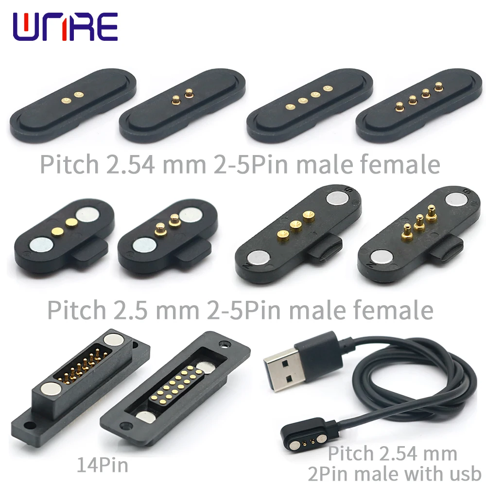 1 Pair 2A Magnetic Pogo Pin Connector 2/4 Positions Pitch 2.5/2.6 MM Spring Loaded Pogopin Male Female Contact Strip