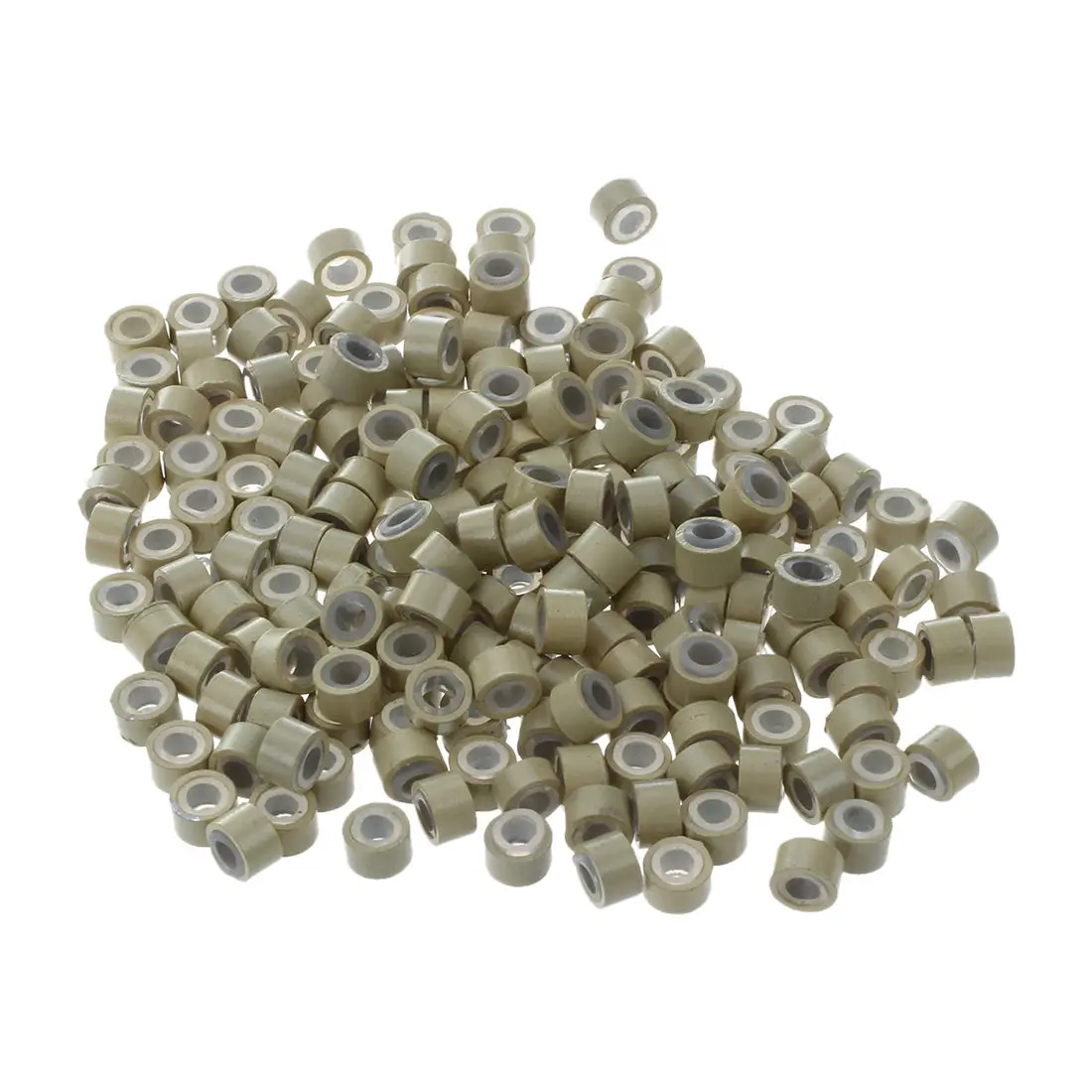 200 Stuks 5Mm Blonde Kleur Siliconen Gevoerde Micro Ringen Schakels Kralen Linkies Voor Hair Extensions