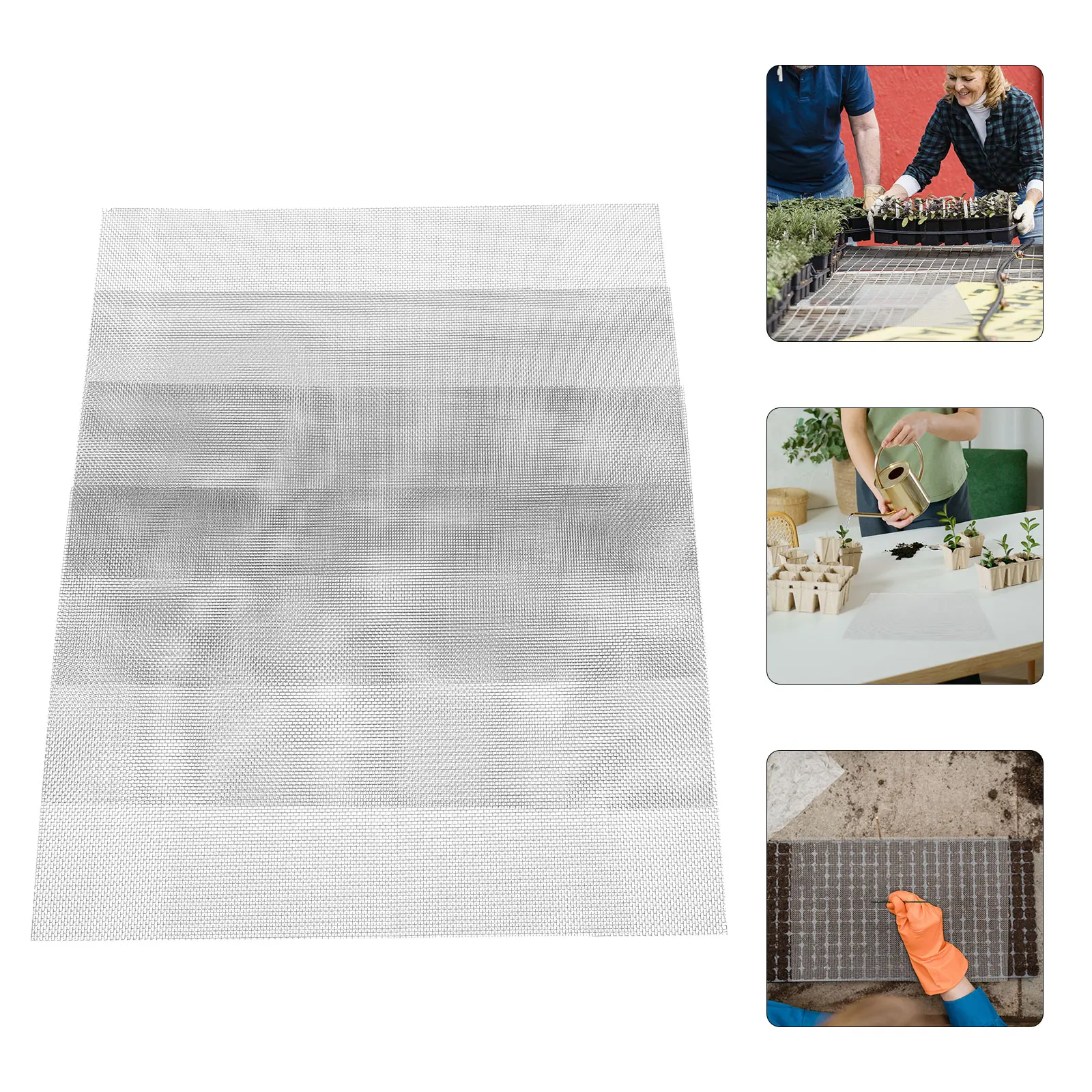 

4pcs Seed Germination Tray Pad 8.2x11.8 Inches Mesh Growing Square Trays Microgreens Starter Mats Silver Durable Reliable