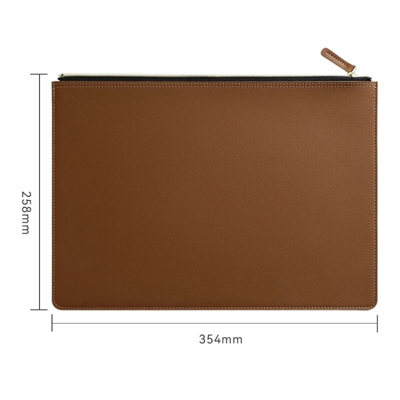Bolsa de cuero con cremallera A4PU, bolsa de negocios portátil para documentos y materiales oficiales, almacenamiento de facturas simple, bolsa de archivos