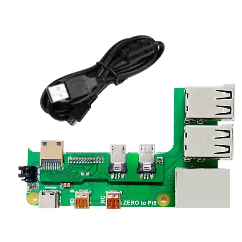Top Deals For Raspberry Pi Zero 2W To PI5 Expansion Board With Cable Zero USB HUB RJ45 HAT PCB