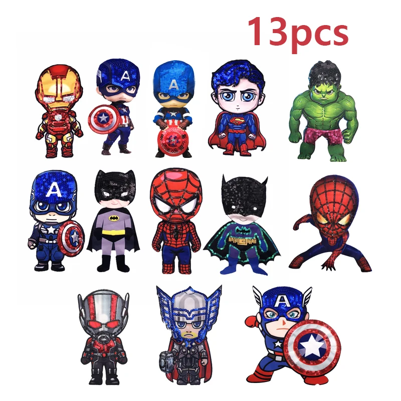 

Marvels Animated Film Heroes Series Embroidery Cloth Stickers Cute Cartoon Figure Patches Ironing DIY Sewing Kids Garment Decor