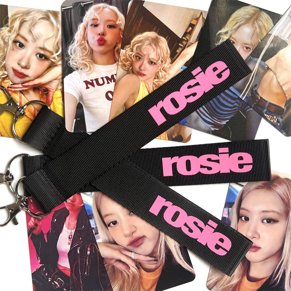 KPOP ROSE Solo Album ROSIE HD Printing Phone Lanyard High Quality Nylon Keychain Pendant INS Style Keyring Accessories Fans Gift