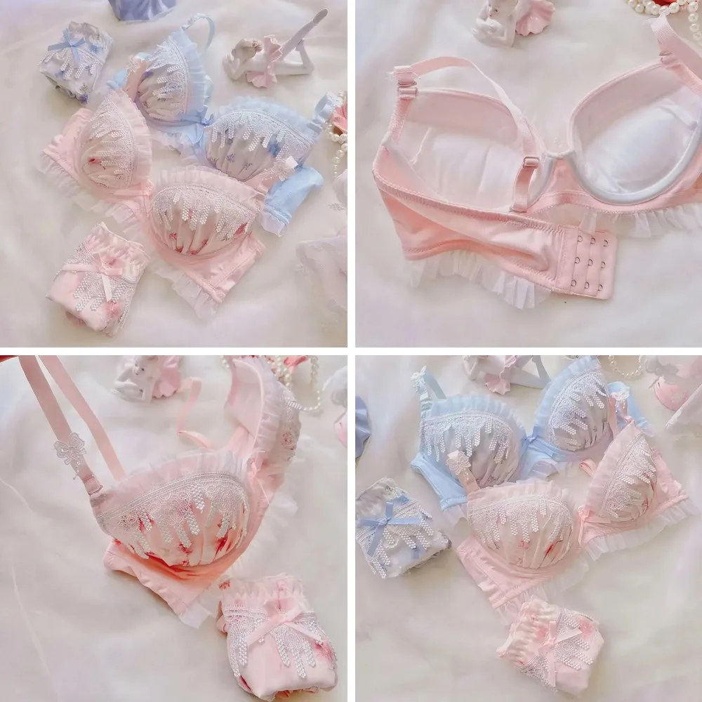 

Sexy Lace Bra Set Water-soluble Lace Cute College Style Underwear for Women Daily Wear