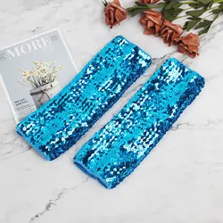 Halloween 1 Pair All Over Sequin Half Finger Gloves Stretchy Elbow Cuffs Mermaid Cosplay Gloves Accessory Performance Costumes