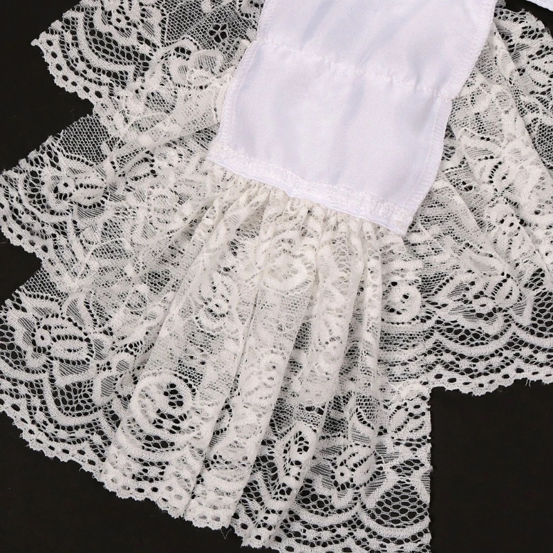 ฮาโลวีนเครื่องแต่งกายปลอม Cuffs และฉัตร Ruffled Lace Colonial Jabot Collar ชุด Victorian Colonial Neckwear สำหรับ Dropship