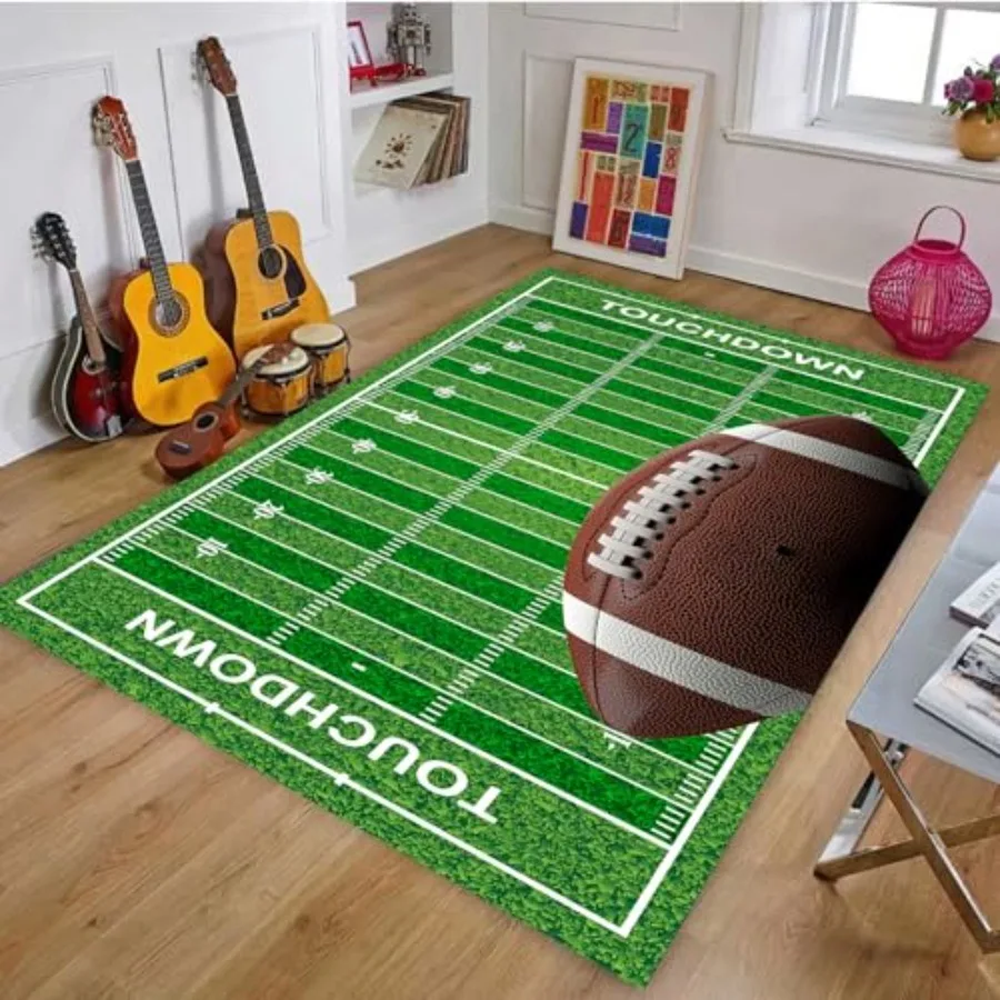 

Football Rug for Bedroom Non Slip Football Field RugsSports Carpet for Living Room and Game Room Decor
