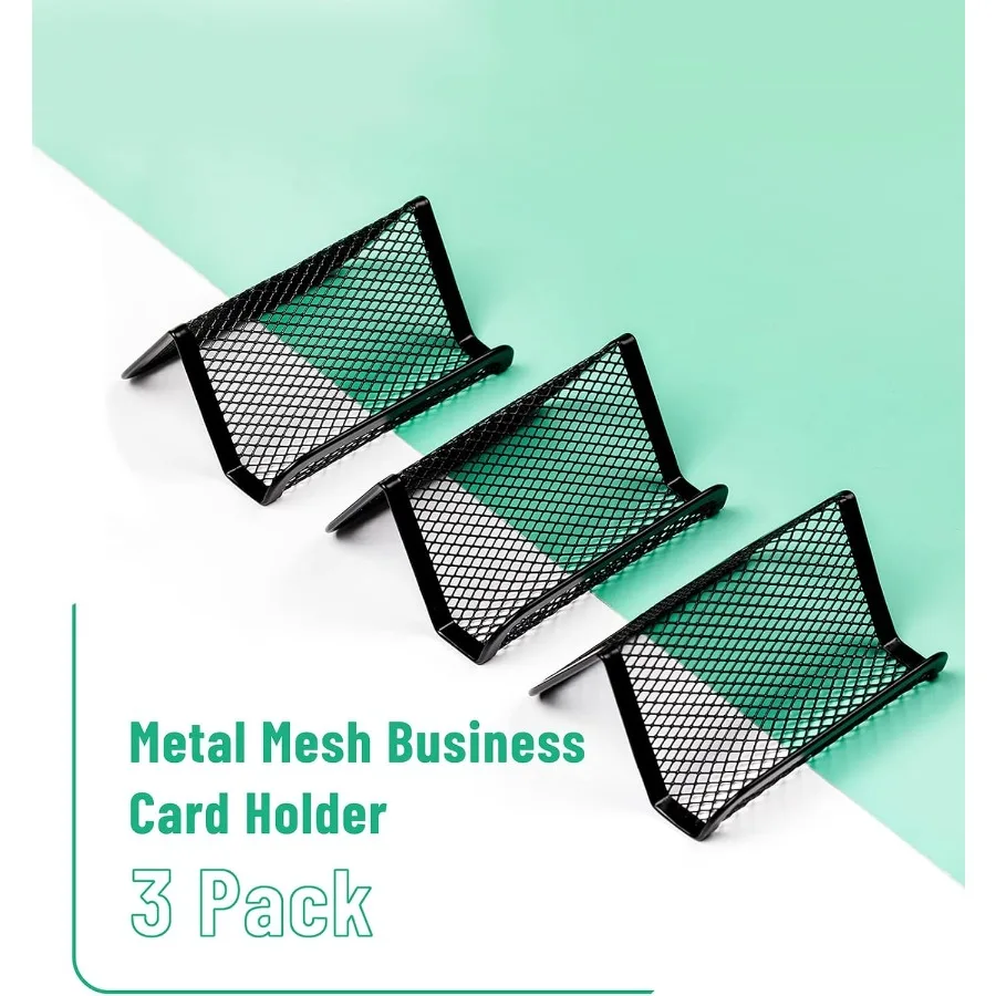- Paquete de 3 tarjeteros negros de malla metálica para escritorio, tarjeteros de visita, tarjetero de escritorio para oficina, soporte para tarjetas de visita