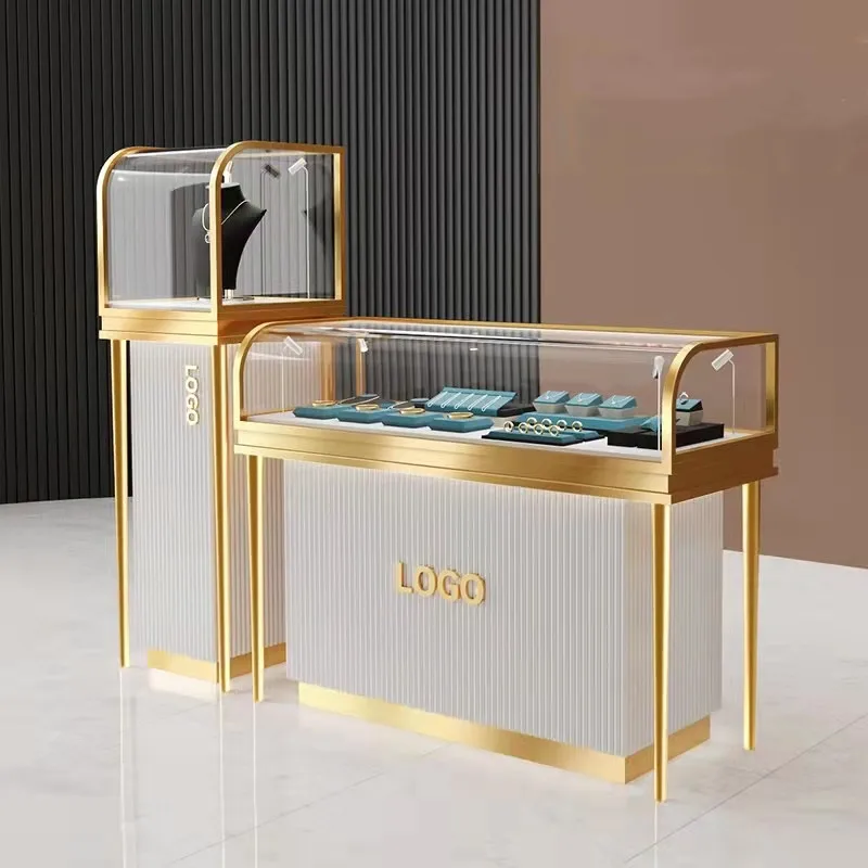 

customized.Custom Modern Design Jewelry Showcase with Lock Stainless Steel Jewelry Cabinet Luxury Jewelry Store Display Counter