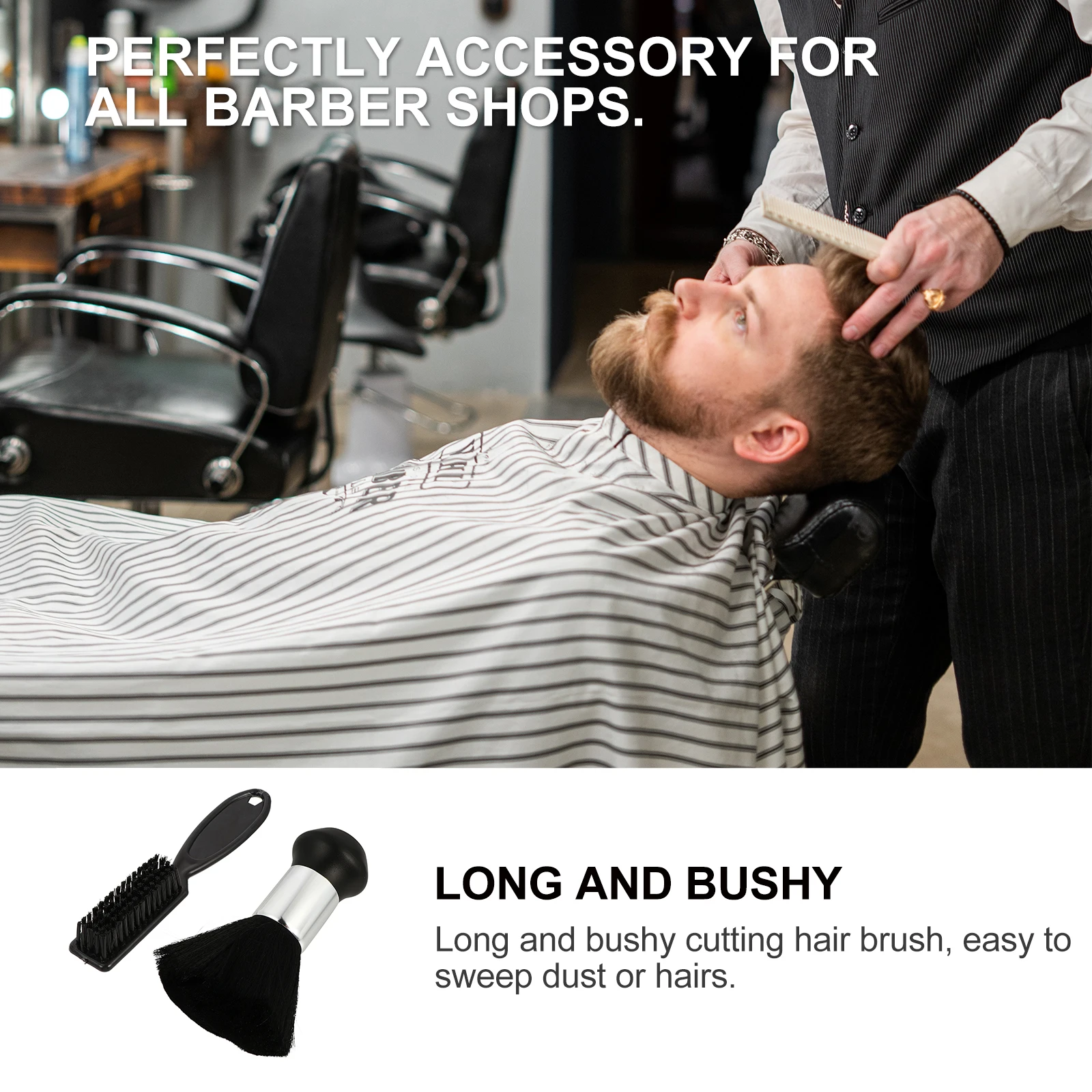 

2Pcs Neck Hair Salon Neck Duster Barber Cutting Shave Dust Hairs Long Bushy Touch Comfortable Home Use