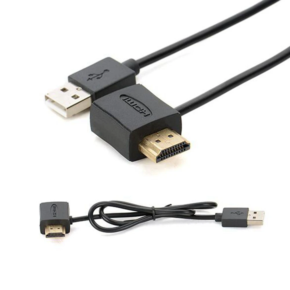 Cabezal adaptador HDMI macho a hembra con USB hembra auxiliar, convertidor de fuente de alimentación mejorada, cable de datos de alta definición