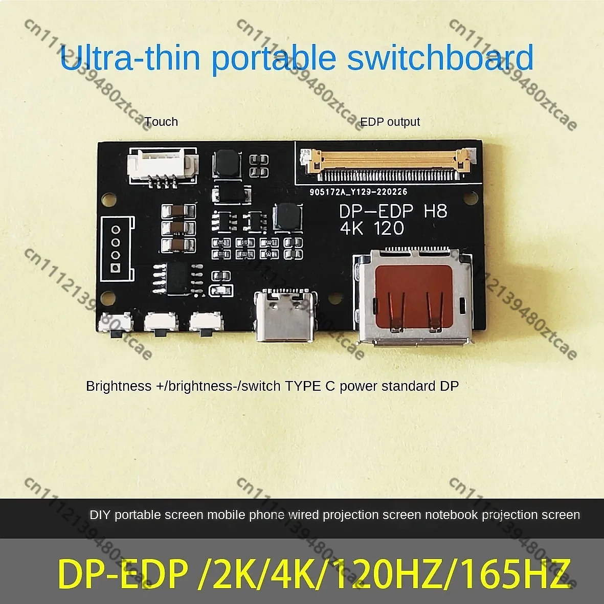 Nvarcher DP to EDP 4K 120Hz DIY 4K Driver Board Adapter for Portable Monitor Display 2K 1080