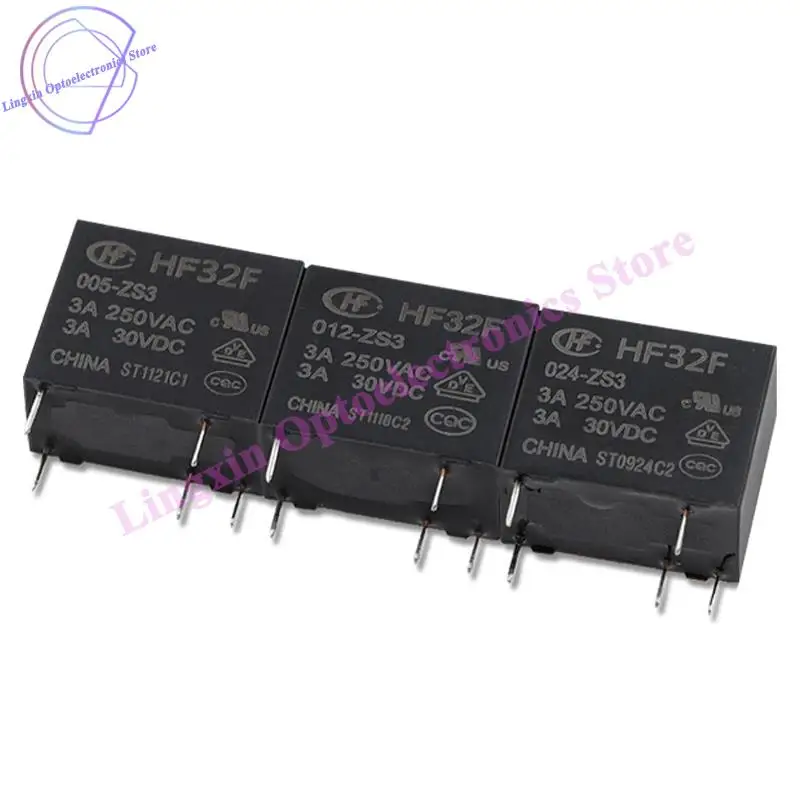 10 teile/los dc 5v 12v 24v relais jzc/hf32f-005/012/024vdc-hs3 zs3 hs 3a 5a 8a 10a 250vac 4pin 5pin JZC32F-012-HS3 HF32F-024-ZS3