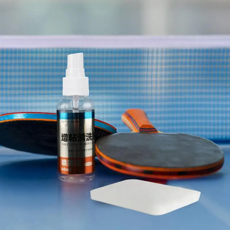 60ml/Bottle Table Tennis Racket Cleaning Kit Tennis Bat Rubber Cleaner Pingpong Tackifier Rubber Racket Spray Agent Anti-static