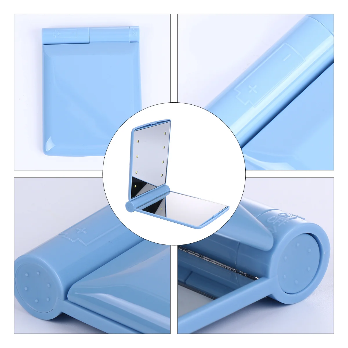 Miroir de maquillage LED pliable, carré, Compact, petit miroir de poche Portable, Surface claire haute définition pour le maquillage