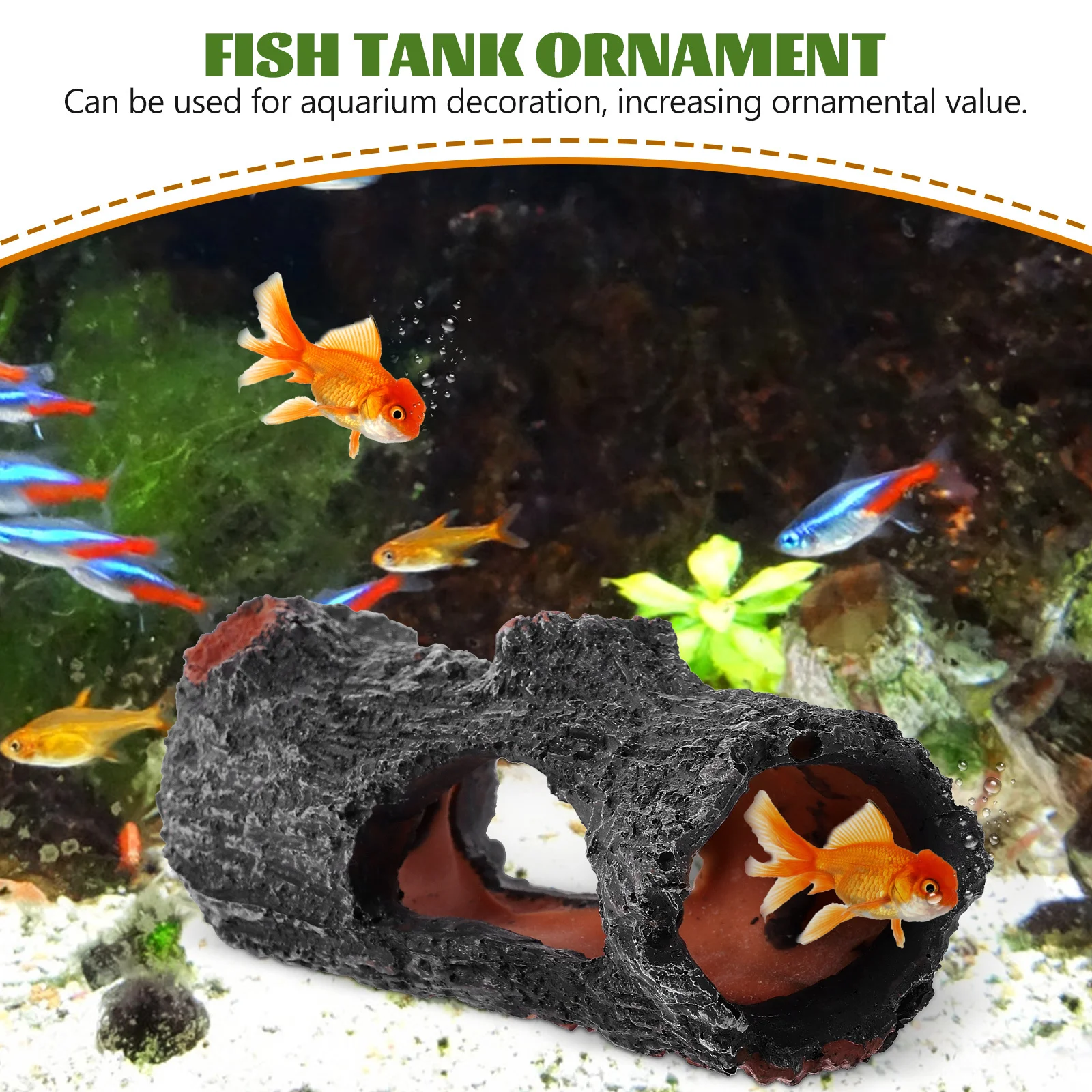 

Delicate Artificial Tree Trunk Cave Aquarium Decoration Reptile Hideout Natural Resin Landscape Stump Fish Tank Ornament