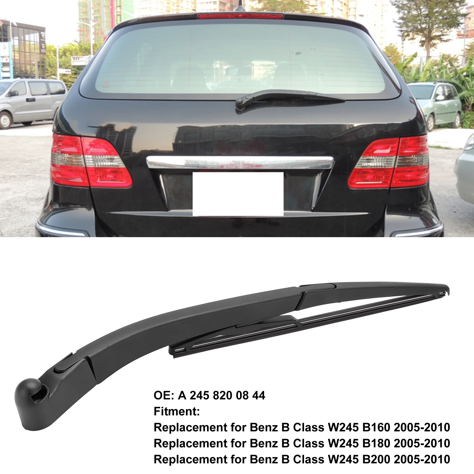 Car Rear Windshield Wiper Arm Blade Set A 245 820 08 44 Black Replacement For Benz B Class W245 B160 2005‑2010