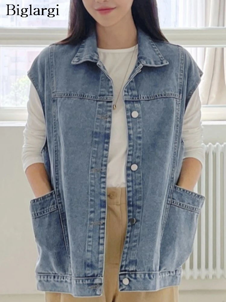 

Джинсовые осенние жилеты без рукавов, пальто, женские свободные повседневные жилеты в корейском стиле, куртки, модные женские пальто