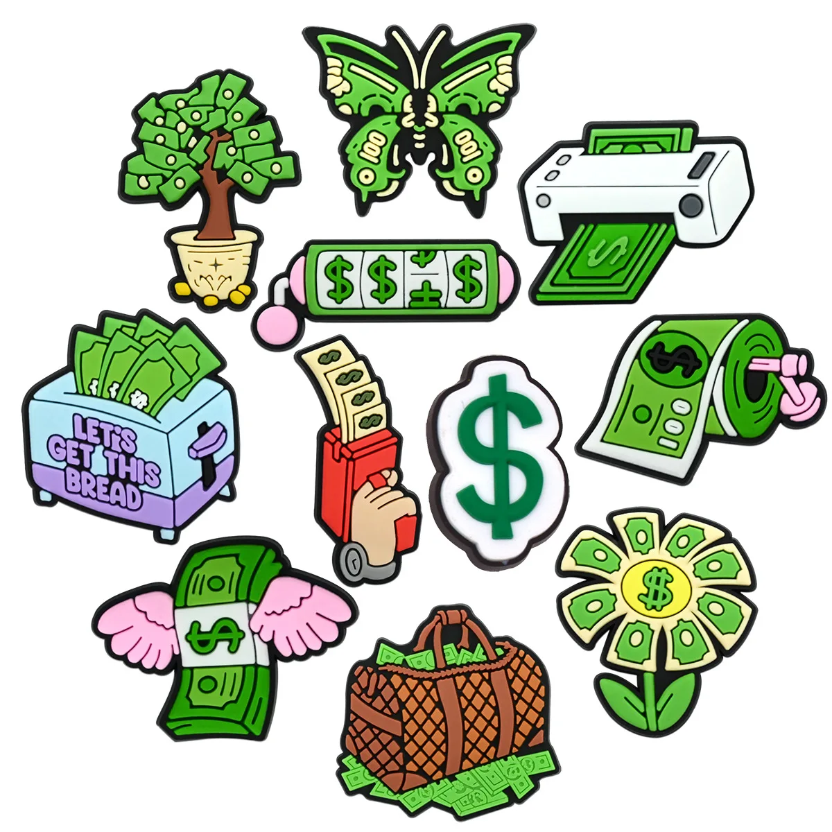 1-11 قطعة علامة الدولار المال ثراء طوال الليل الأحذية المختلطة السحر لتقوم بها بنفسك حذاء للحديقة تسد اكسسوارات صالح رجل امرأة X-mas تزيين #2