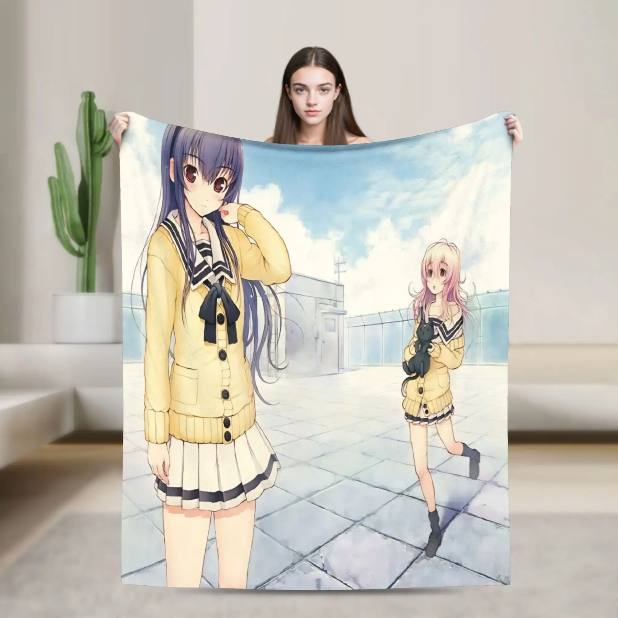 Super Soft You and Me and Her A Love Story Miyuki Aoi  Throw Blanket Premium Fleece Flannel Bed Blanket Super Cozy Blankets