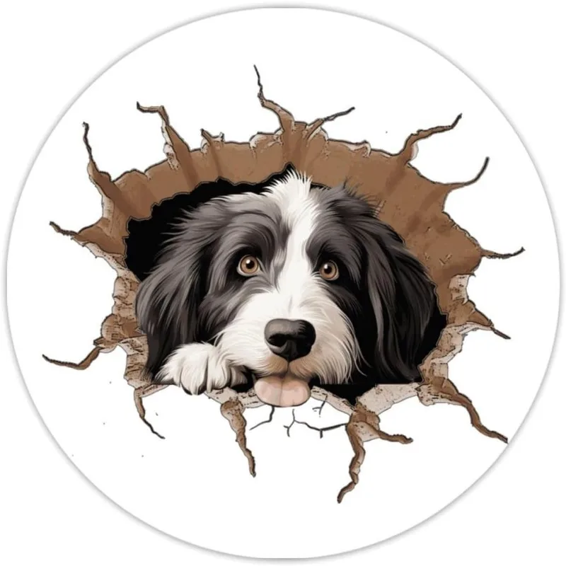 

American Cocker Spaniel Stickers Peeking Dog in Crack Vinyl Tag Sticker Round Decal Dog Valentines School Reward 15CM PVC KK