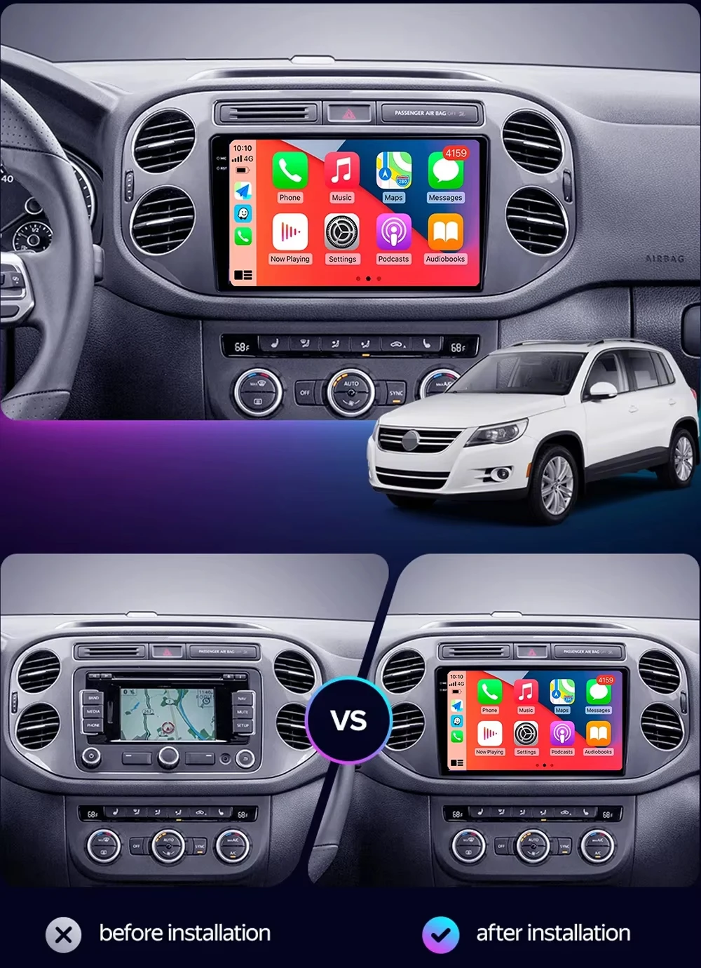 Car Radio For Volkswagen VW Tiguan 2006 - 2015 Golf Plus Wireless Carplay Android 16 Auto Car Stereo Multimedia Player GPS 4G