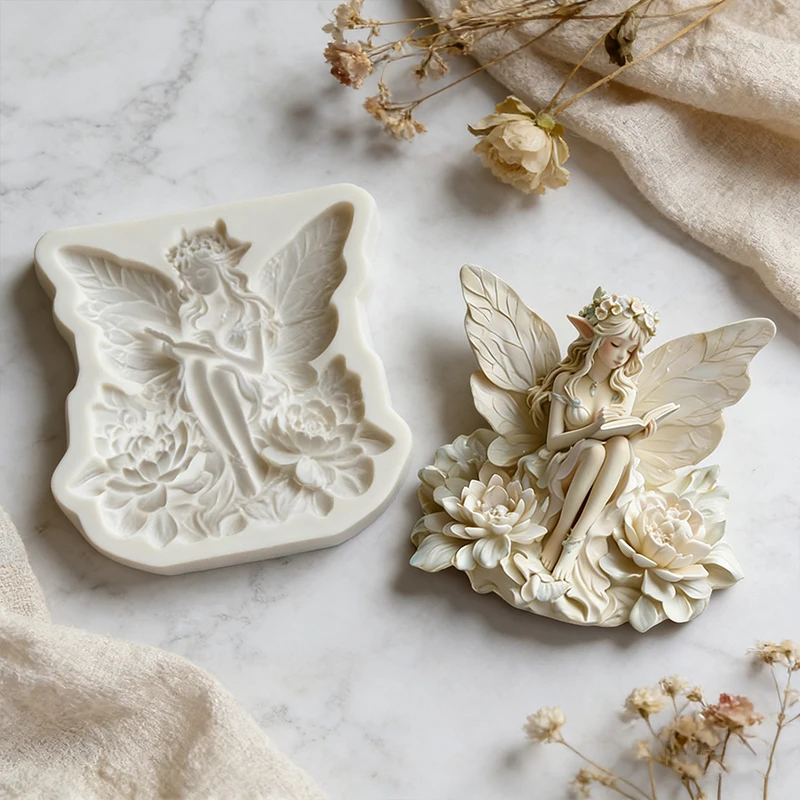 Reading Flower Fairy Silicone Mold, Dipping Mold, Used for Making Resin and Gypsum Artifacts and Decorative Pendants view 3