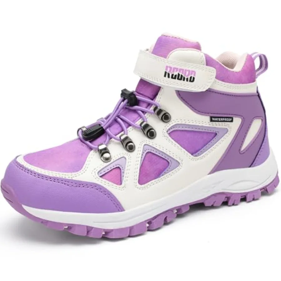 

R CORD Hiking Boots Waterproof Girls Hiking Boots Durable TPR Traction Outsole Anti-Skid Athletic Boys Hiking Boots Hook and Lo