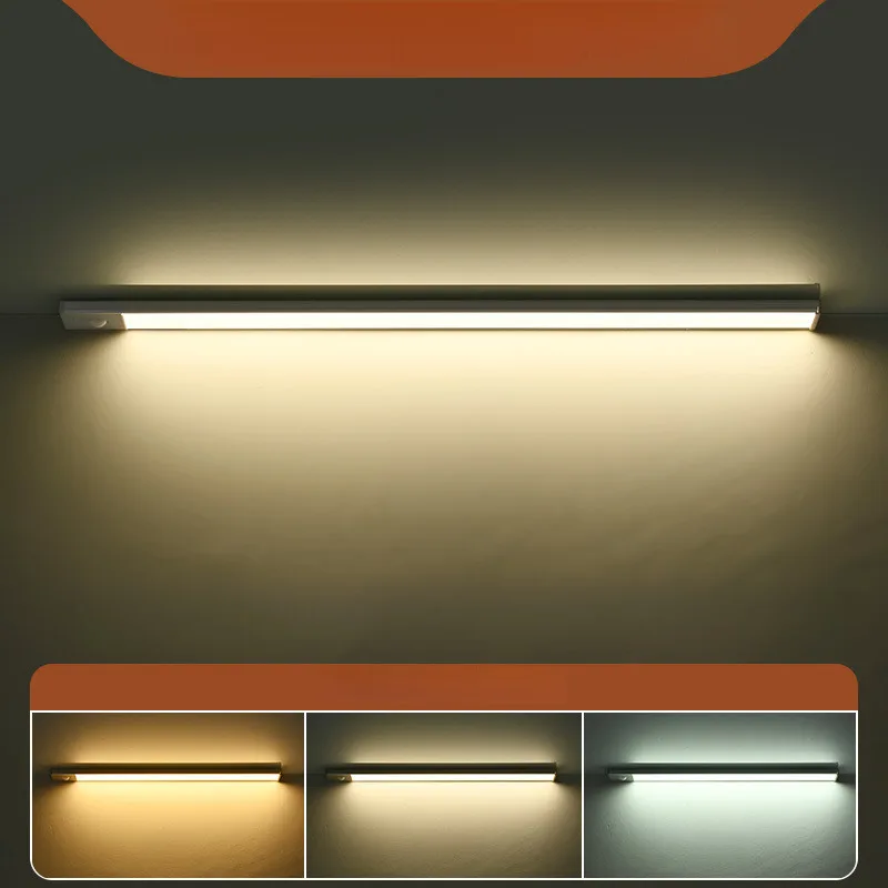 LED Cabinet Light Strip Rechargeable Human Sensor Kitchen Wardrobe Wine Cabinet Light Bar Magnetic Shoe Closet Wireless