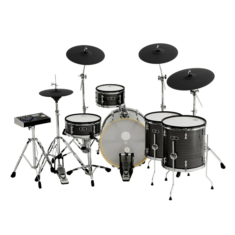 

HXM XD-2000B-KM Brushed Silver Color Acoustic Design Electronic Drum Set Factory Direct Sales