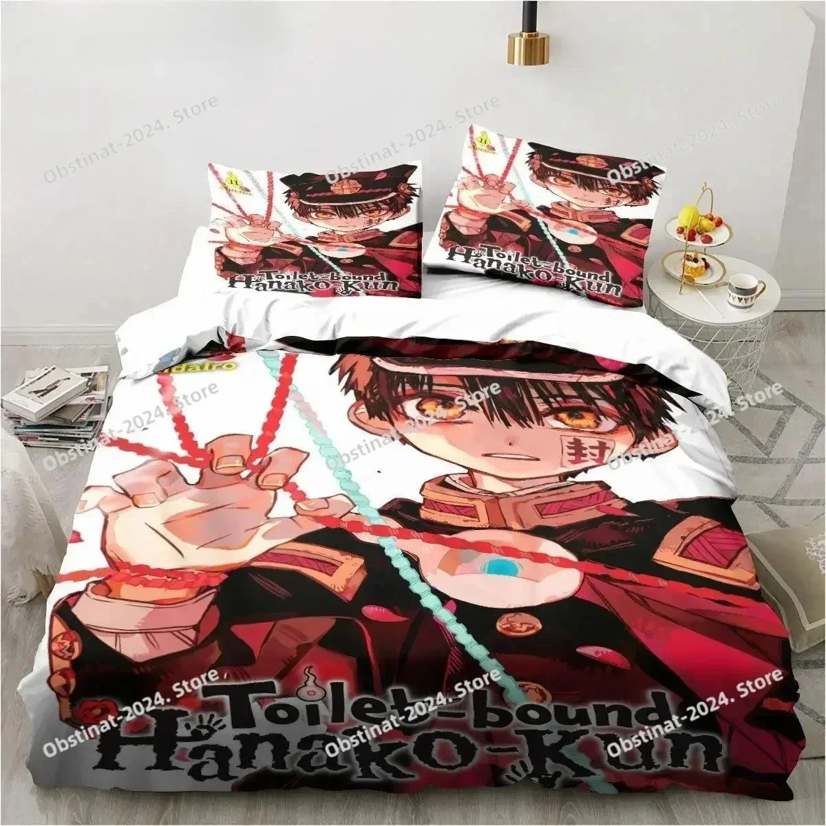 3D Anime Toilet-Bound Hanako-kun Bedding Set Printed single Comforter Quilt Duvet Cover Pillow Case 3 Pieces Set Kids Adult Size