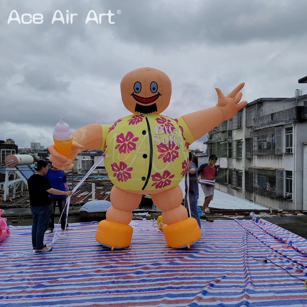 Modèle Gonflable de Dessin Animé avec Crème Glacée, Décoration pour Publicité en Plein Air, 3mH