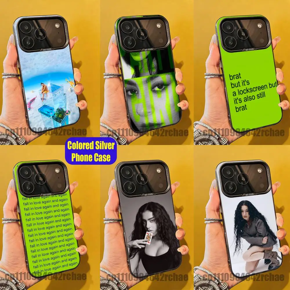 

For Singer C-Charli xcx Word Phone Case iPhone 14,16,12,15,13,17,11,E,Pro,Max,Plus,Air,Mini Custom Color Silver Shell