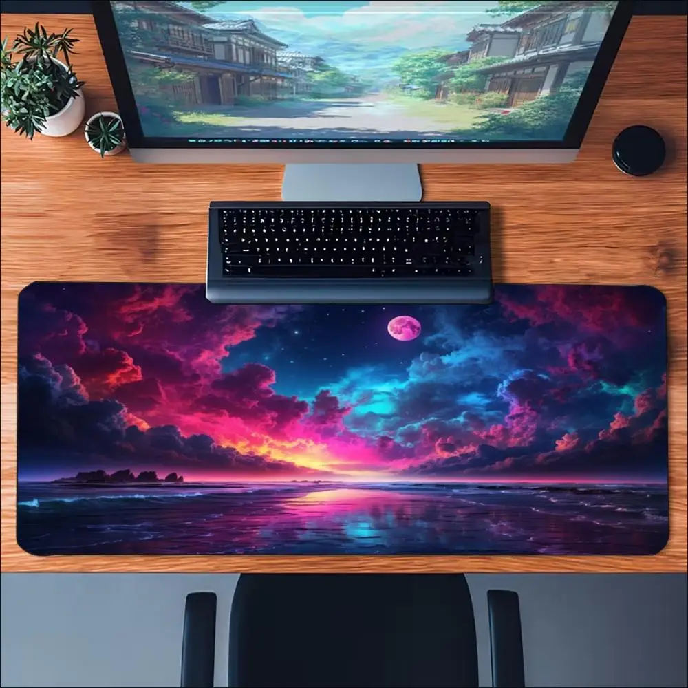 Cosmic Nebula Galaxy Sunset Mouse Pad Smooth Thick Rubber Keyboard Desk Mat For Gaming Laptop Computer Desktop Peripherals