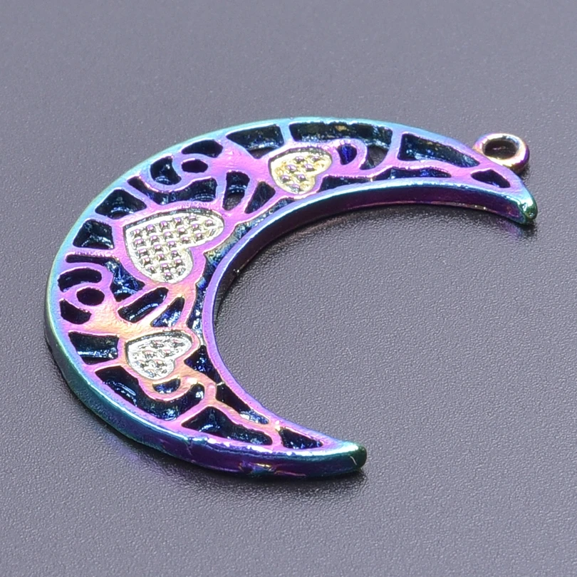 10 pçs liga arco-íris charme lua cruz flor tendência crânio pingentes encantos para fazer jóias colar diy folha brincos suprimentos