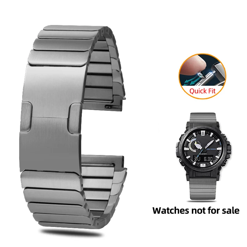 Correa De Titanio De 23 Mm Para Casio Protrek PRW-30, PRW-50, PRW-60Y Y PRW-70, Hebilla Plegable, Color Negro, Larga 18 Cm