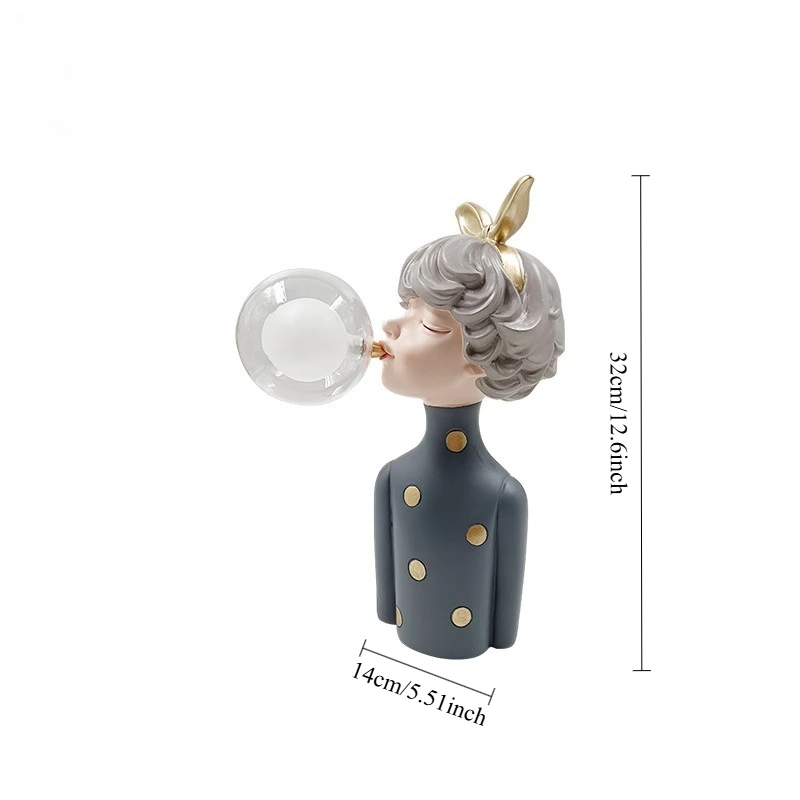 Cartoon Bubble Girl Nachtlicht Statue Skulptur Nordische Nachttischfiguren Heimdeko Atmosphärenlampe Kreatives Geschenk für Zimmer – Detail 13