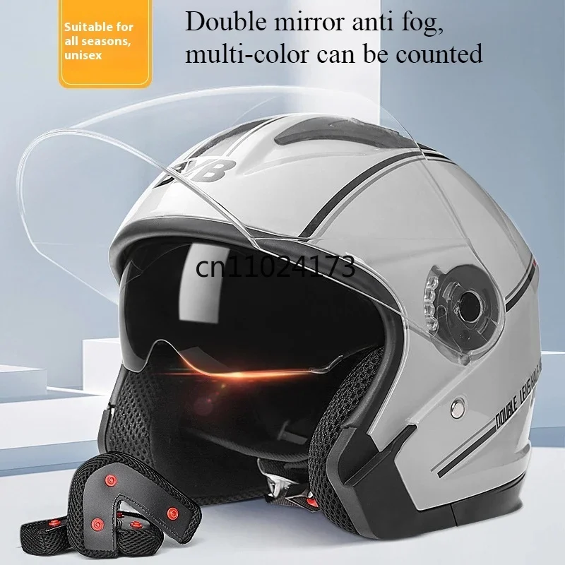 

730 Electric Scooter Helmet, Motorcycle Riding Helmet, Four Season Dual Lens