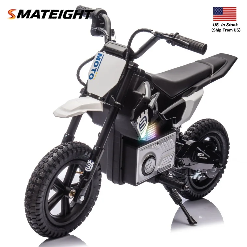 24V Kids Ride On Electric Toy Motocross Motorcycle,200W Hub Motor,Adjustable Speed,LED Lamp,Bluetooth,Music,For Kids Aged 5-12