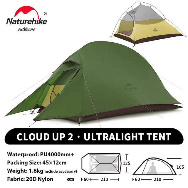 Naturehike Cloud Up 2 People Tent Ultralight 20D Camping Tent